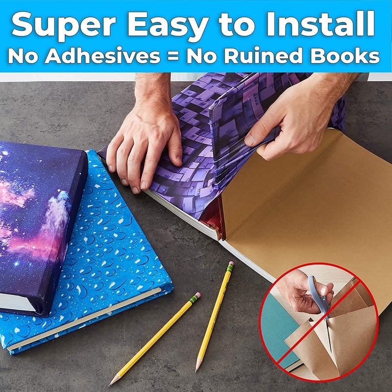 Book Sox Stretchable Book Cover: Jumbo Solid Green. Fits Most Hardcover Textbooks up to 9" x 11". Adhesive-Free, Nylon Fabric School Book Protector. Easy to Put On. Washable & Reusable Jacket. - Image 2